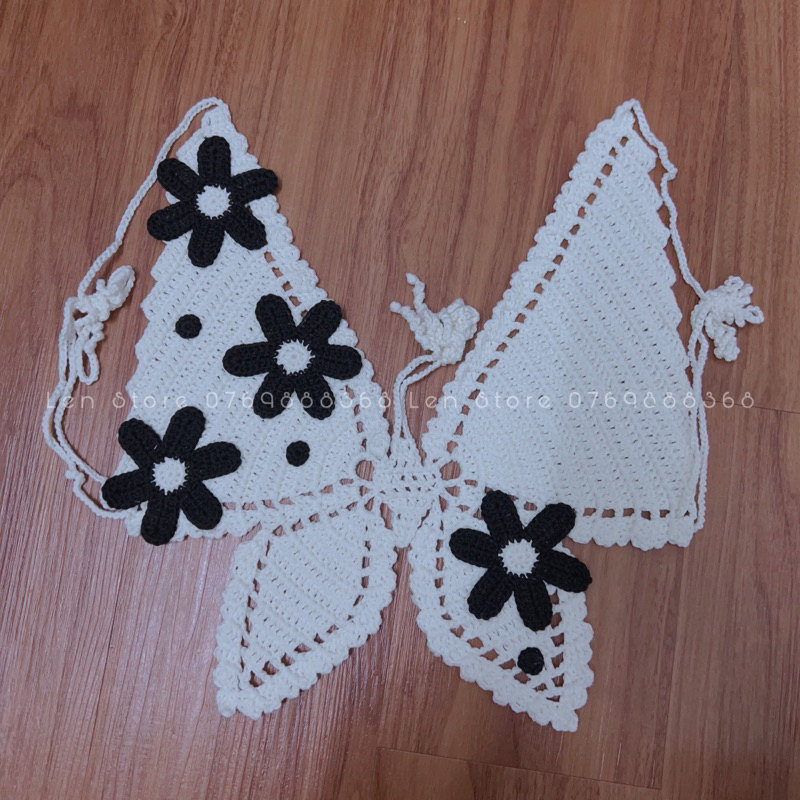 Áo yếm cột dây hình bướm mùa hè bằng 100% len cotton mềm mại - Phụ kiện thời trang handmade