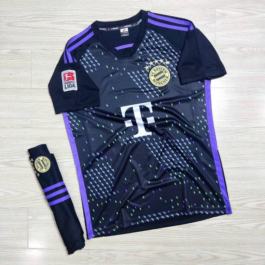 Bộ Quần Áo Bóng Đá CLB Bayern Munich Đen - Đồ Đá Banh 2023 2024 - Thun Lạnh Cao Cấp, Không Nhăn, Không Xù Lông