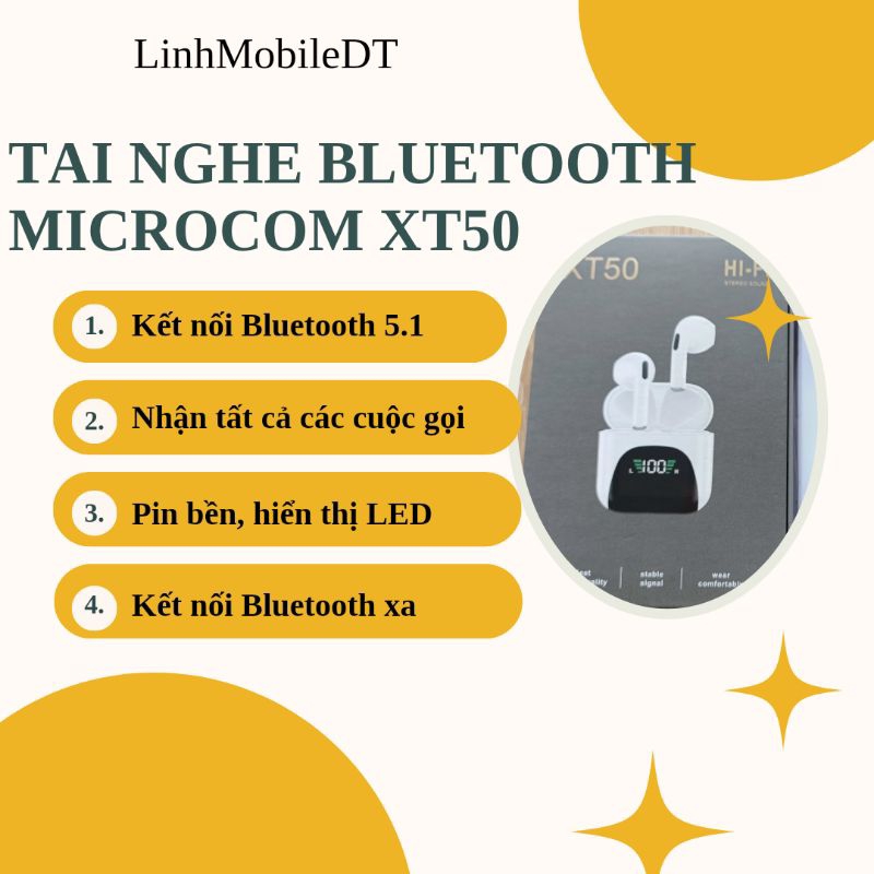 Tai nghe Bluetooth XT50 hiển thị pin