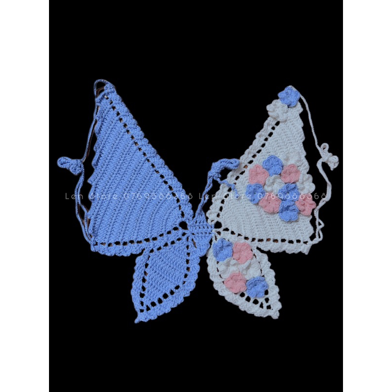 Áo yếm cột dây hình bướm mùa hè bằng 100% len cotton mềm mại - Phụ kiện thời trang handmade