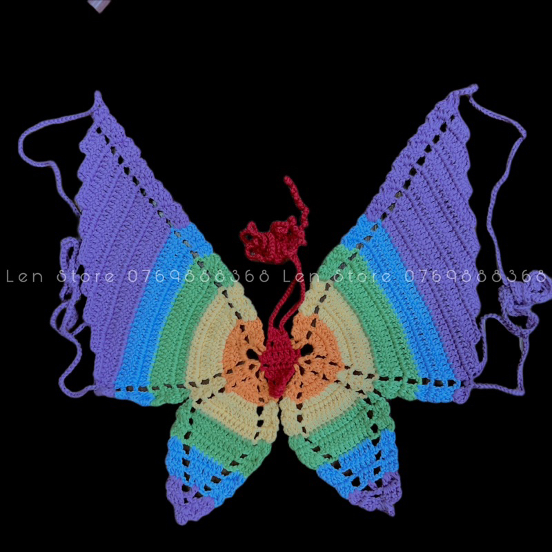 Áo yếm cột dây hình bướm mùa hè bằng 100% len cotton mềm mại - Phụ kiện thời trang handmade