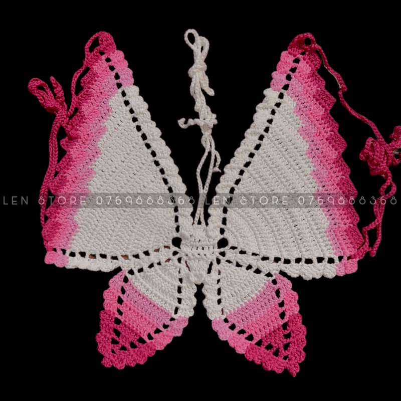 Áo yếm cột dây hình bướm mùa hè bằng 100% len cotton mềm mại - Phụ kiện thời trang handmade