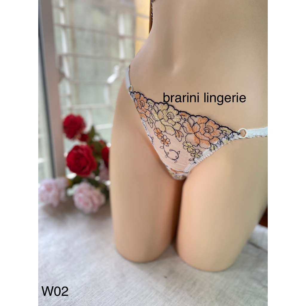 QW02-Quần Lót Lọt Khe Gợi Cảm Sexy Ren Màu Trắng Vàng Thêu Vintage ( Có Che Tên SP Khi Giao )