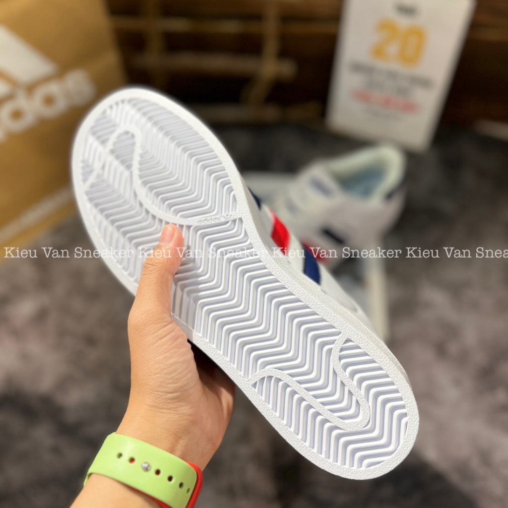 Giầy thể thao nam nữ sneaker ADIDAS SUPERSTAR trắng vạch xanh đỏ 3 màu full box