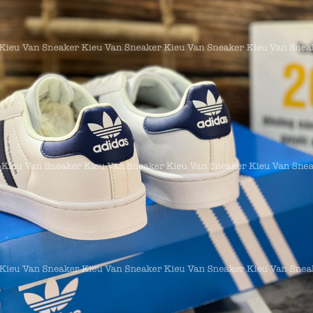 Giầy thể thao nam nữ sneaker ADIDAS SUPERSTAR trắng vạch xanh đỏ 3 màu full box
