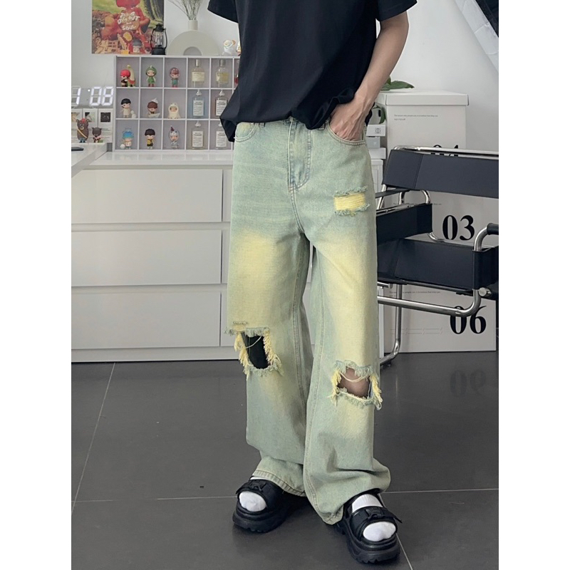 Quần rách gối nam unisex