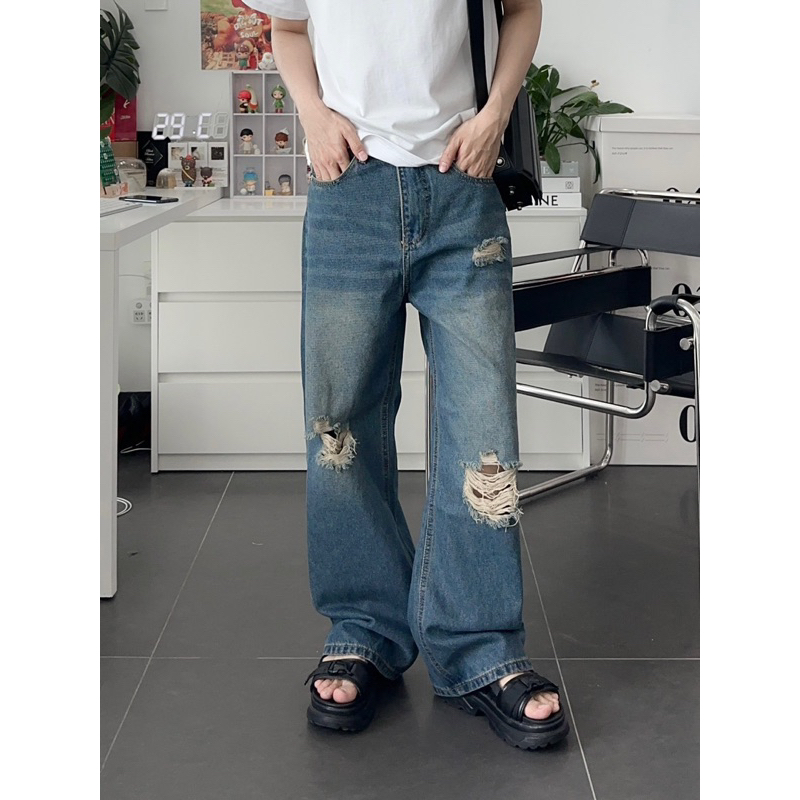 Quần rách gối nam unisex