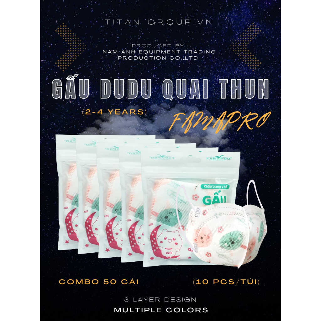 Combo 5 Khẩu trang kháng khuẩn cao cấp 3 lớp Famapro (10 cái/ Túi )