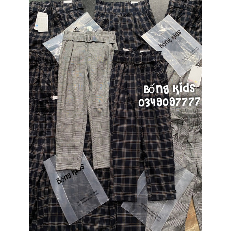Quần Baggy Vải Bé Gái Kẻ Ô GÊ