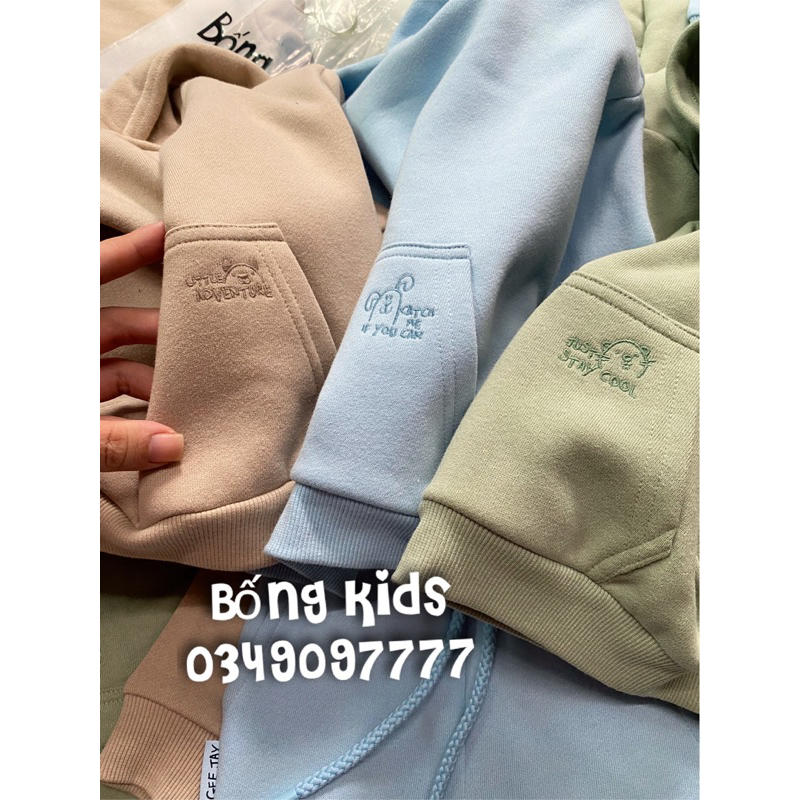 Bộ Nỉ Hoodie Bé Trai & Bé Gái Thêu Túi GÊ