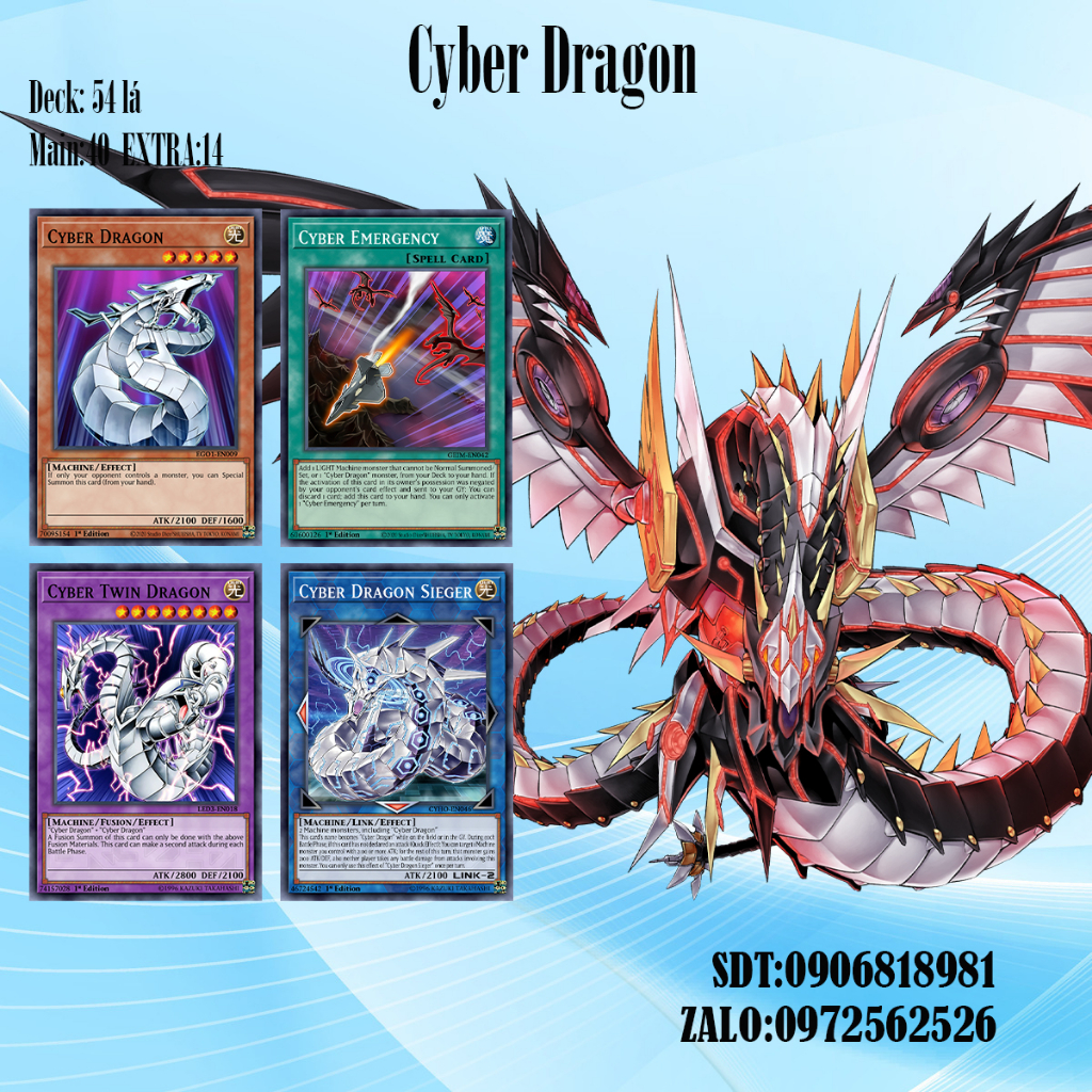  Bài YuGiOh - Bộ 54 lá bài Cyber Dragon - Cyber Dragon Deck - Card Game VN Giá Rẻ