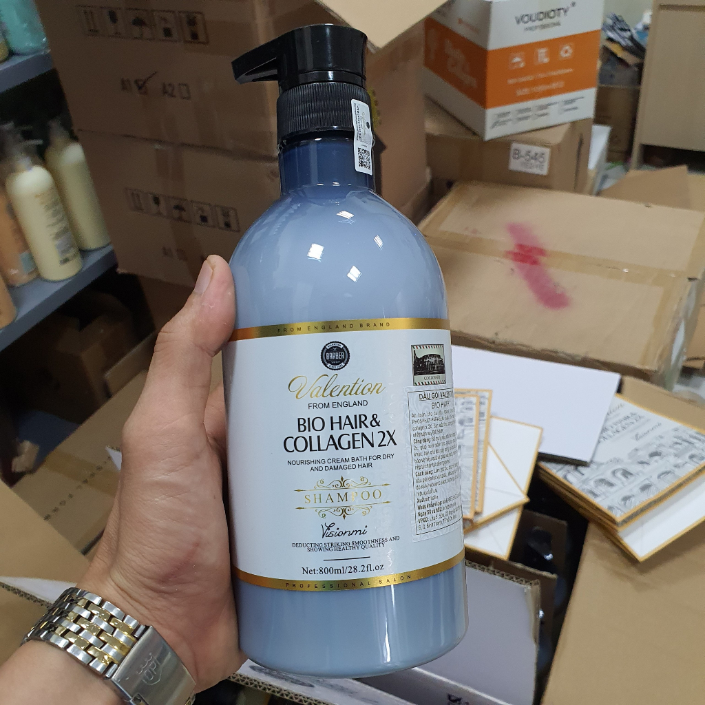 Cặp Dầu Gội Xả Valention Bio Hair & Collagen 500ml - 800ml Hương Nước Hoa Phục Hồi Dưỡng Tóc Suôn Mượt | ovychee_vietnam