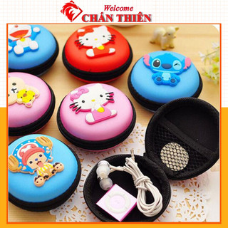 Hộp Đựng Tai Nghe Cáp Sạc, Túi Đựng Tai Nghe Phụ Kiện Điện Thoại Hình Tròn Chất Liệu Da PU[Hộp đựng Tai nghe]