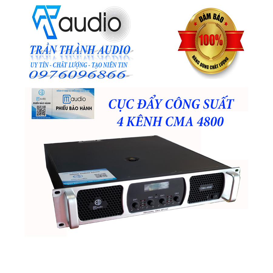 Cục đẩy công suất 4 kênh CM AUdio CMA 4800 64 sò lớn nhập khẩu 2023 bảo hành 24 tháng tặng kèm jac canon