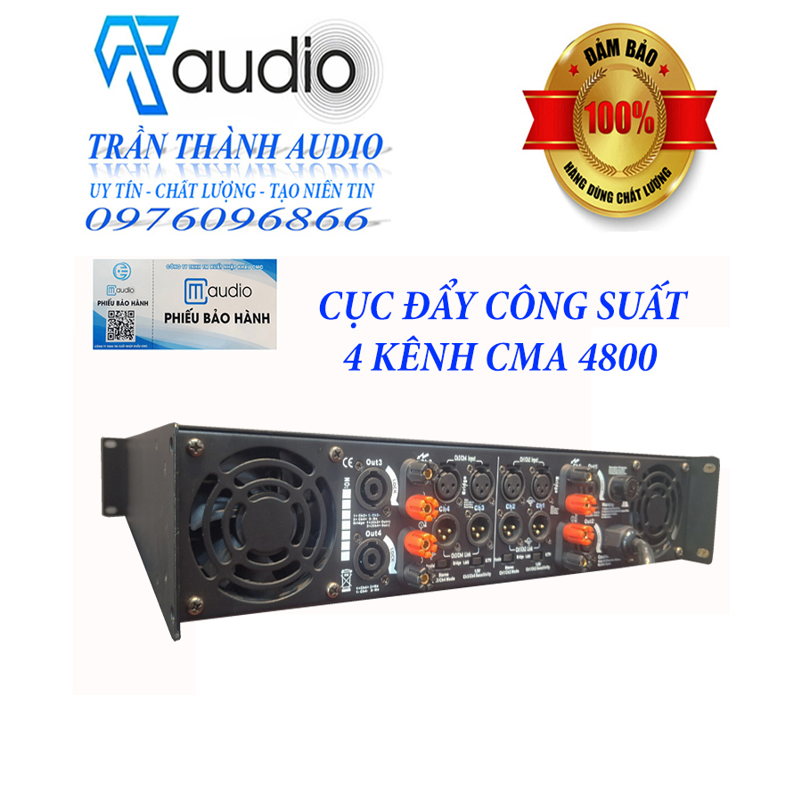 Cục đẩy công suất 4 kênh CM AUdio CMA 4800 64 sò lớn nhập khẩu 2023 bảo hành 24 tháng tặng kèm jac canon