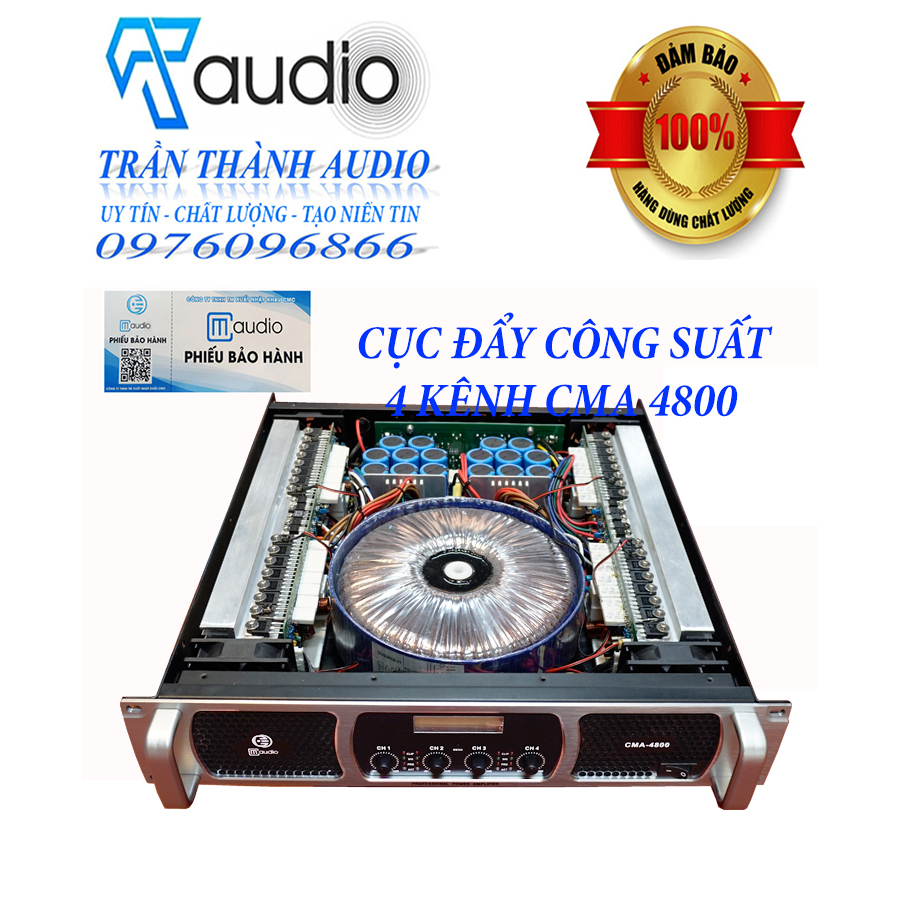 Cục đẩy công suất 4 kênh CM AUdio CMA 4800 64 sò lớn nhập khẩu 2023 bảo hành 24 tháng tặng kèm jac canon