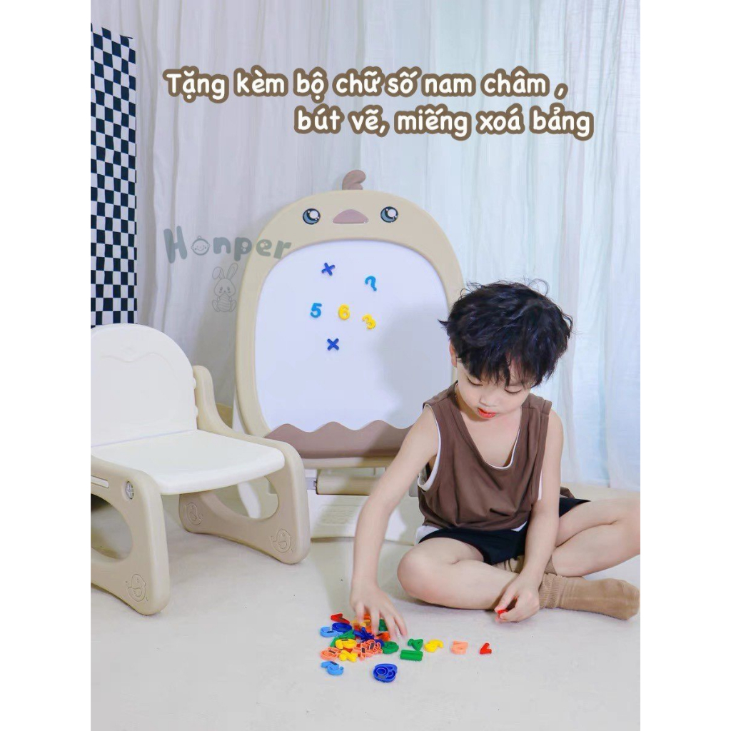 Bảng vẽ kèm ghế cao cấp chính hãng Honper HP625, tặng kèm bộ số nam châm, bút màu, bảng xoá