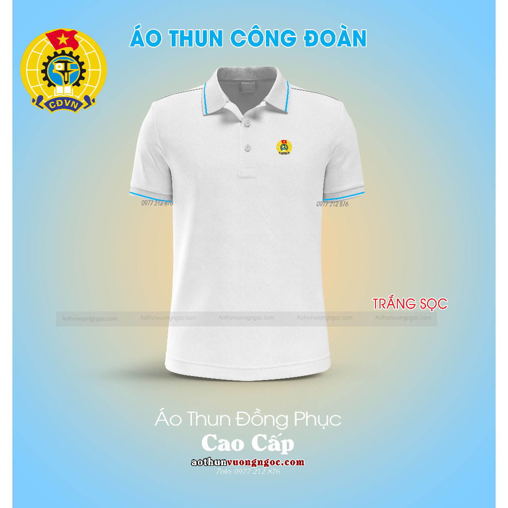 Áo Thun CÔNG ĐOÀN - VẢI Không Xù - Xẻ Tà - in logo cao cấp.