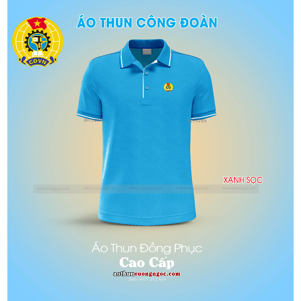 Áo Thun CÔNG ĐOÀN - VẢI Không Xù - Xẻ Tà - in logo cao cấp.