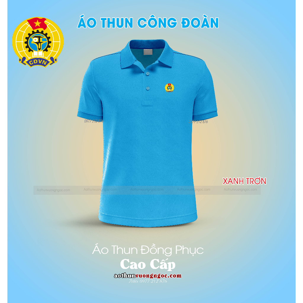 Áo Thun CÔNG ĐOÀN - VẢI Không Xù - Xẻ Tà - in logo cao cấp.