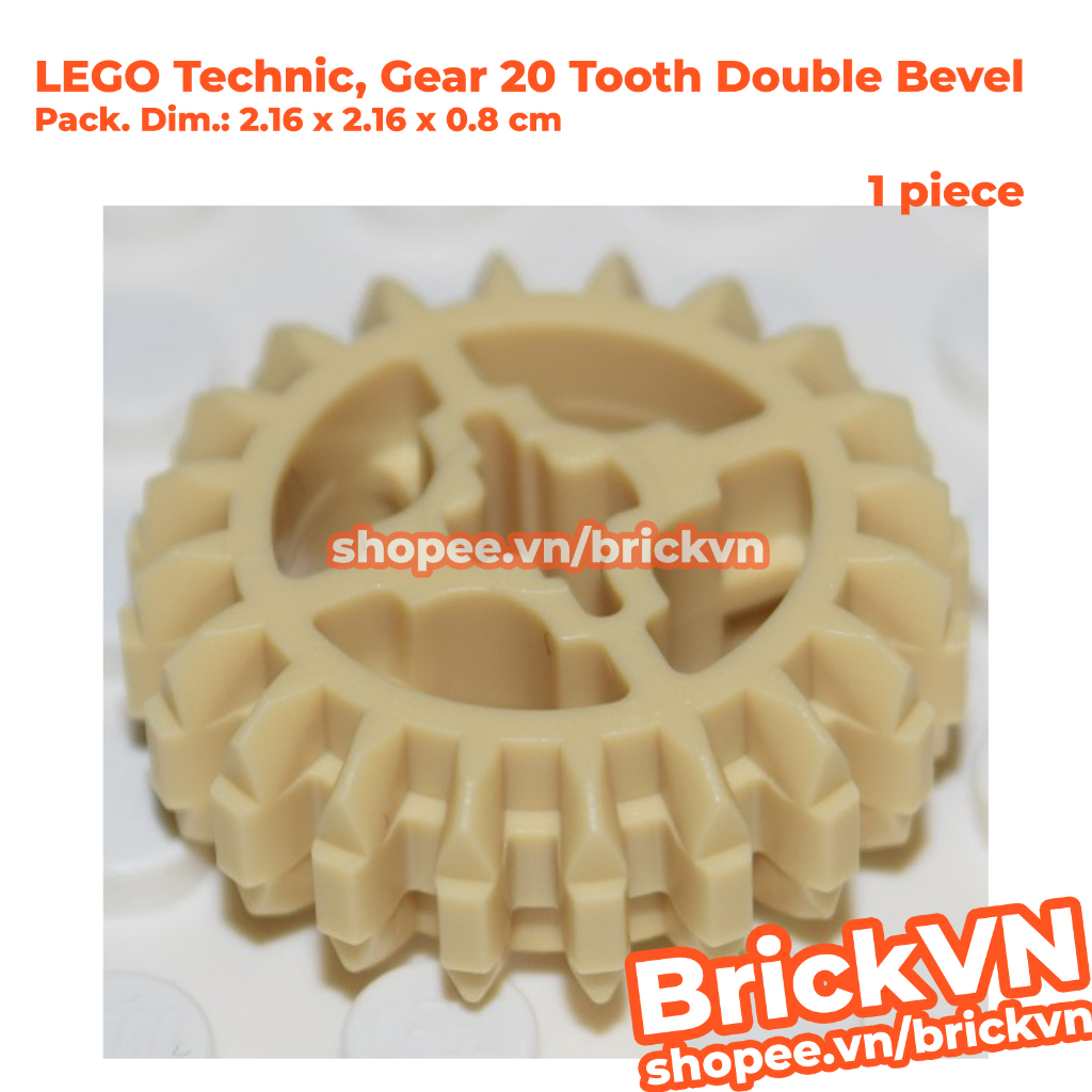 LEGO Technic Bánh Răng 20 Răng Hình Nón Đôi, Màu Vàng Cát ID 6346517 18575
