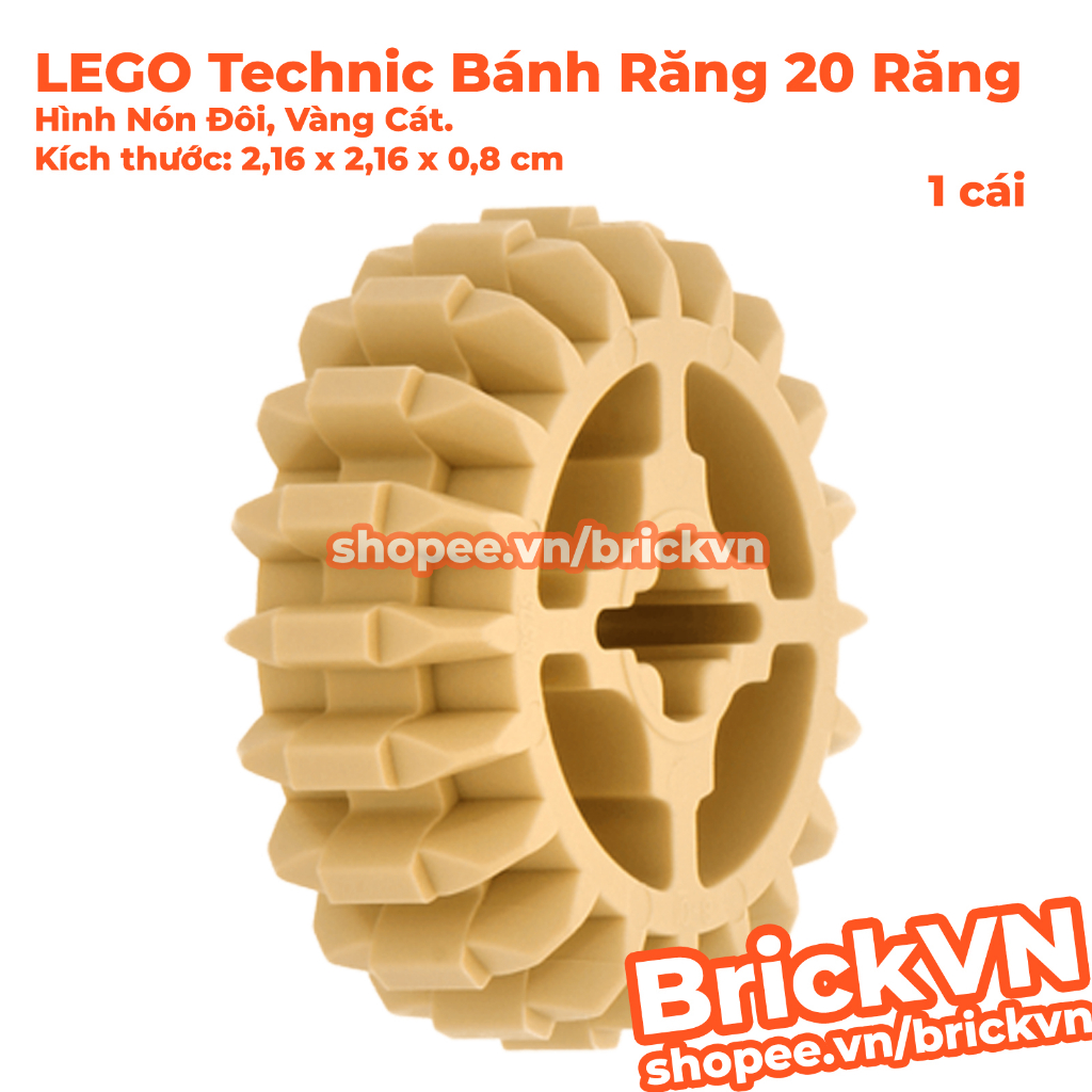 LEGO Technic Bánh Răng 20 Răng Hình Nón Đôi, Màu Vàng Cát ID 6346517 18575