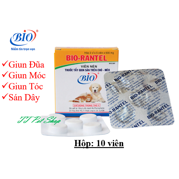 HỘP 10 VIEN BIORANTEL/ CHO CHÓ MÈO