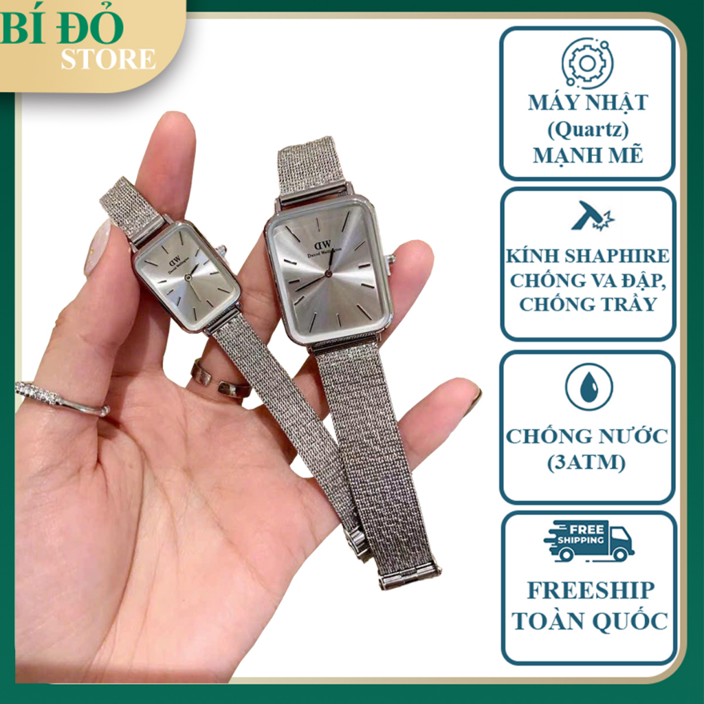 Đồng hồ DW nam nữ máy nhật, kính shaphire, chống nước, mặt size 36mm - 26mm, dây thép lưới 904L không rỉ CAO CẤP