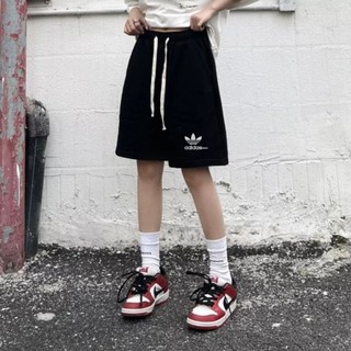 Quần short nữ quần đùi unisex ống rộng thun mịn in logo có dây rút