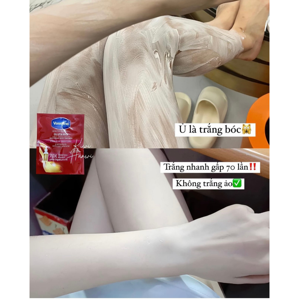 Combo tắm trắng và kích trắng vaseline 70x