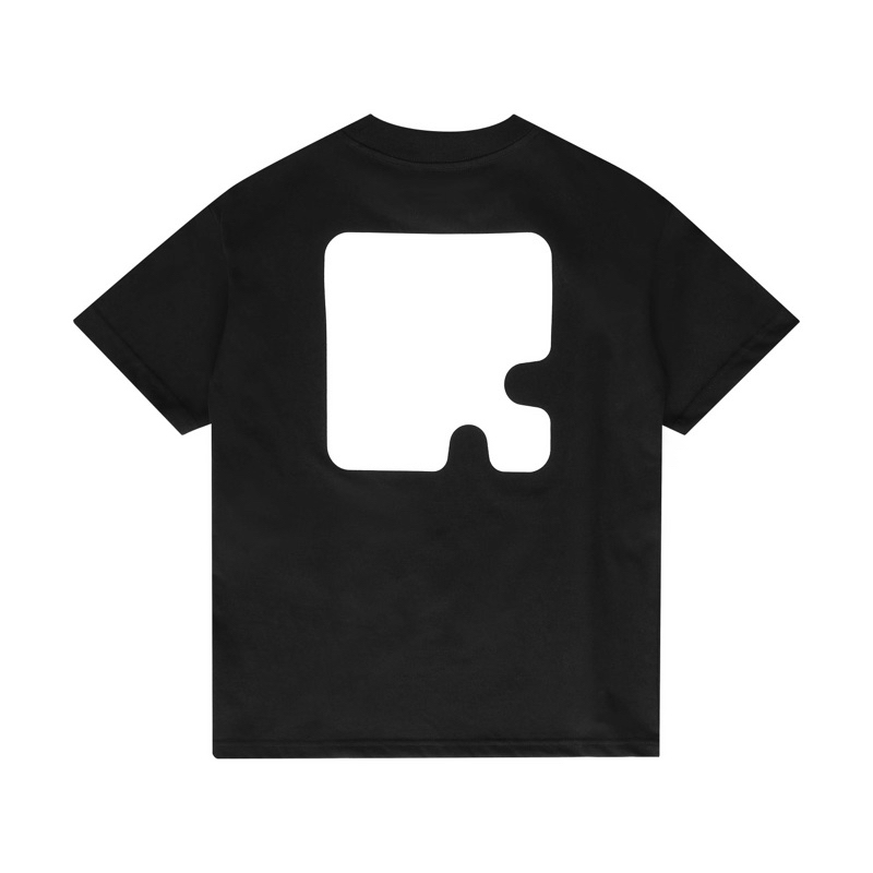 Áo thun nữ đen logo in 2 mặt Ross Studio tay ngắn chất liệu cotton - R2 IC T-SHIRT- ROSS STUDIO