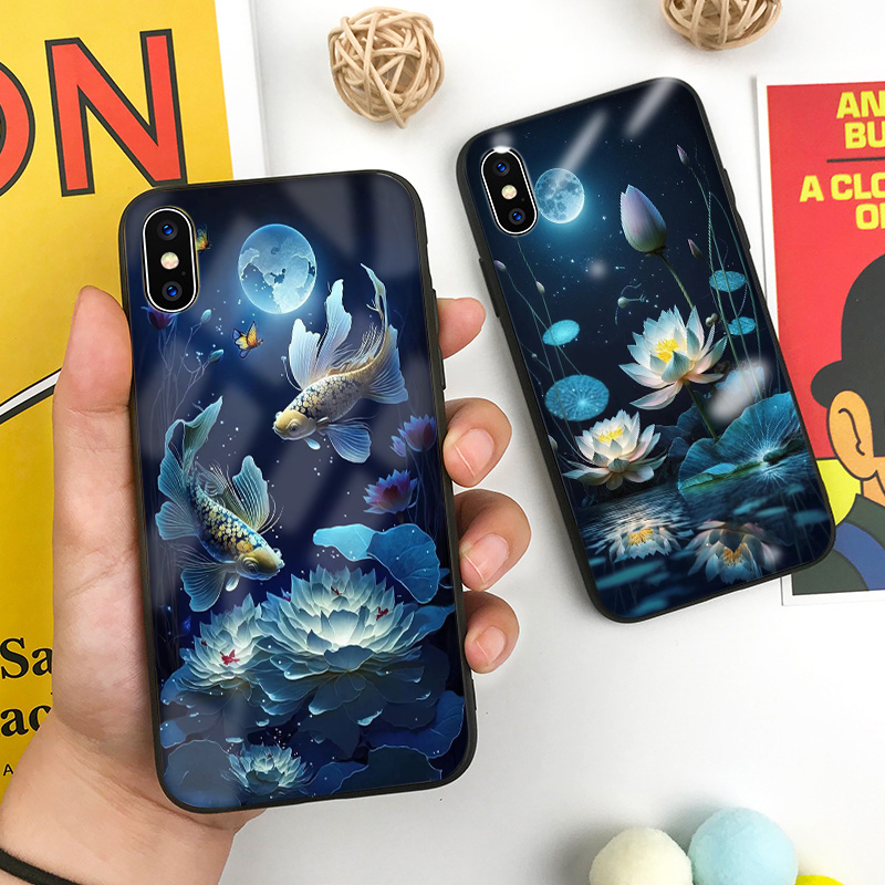 Ốp điện thoại kính cường lực hình hoa thích hợp cho iphone 13 pro MAX 11 pro 14 plus 12 mini X XR XS MAX 6S 6 plus k408