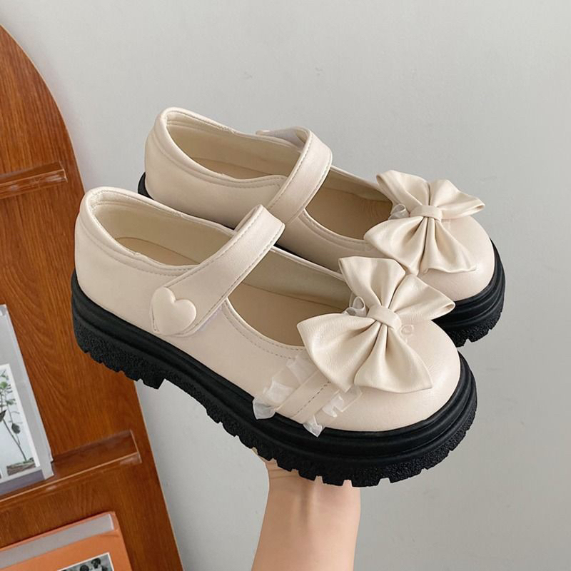 Giày nữ Lolita da mềm đính nơ, Giày JK phong cách Nhật Bản quai cài, nâng đế MSP: JK 712