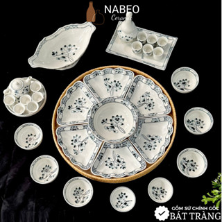  Bộ Bát Đĩa Gia Tiên Bát Tràng Sen Tràm Bông Đường kính 45cm Gốm Sứ Bát Tràng 