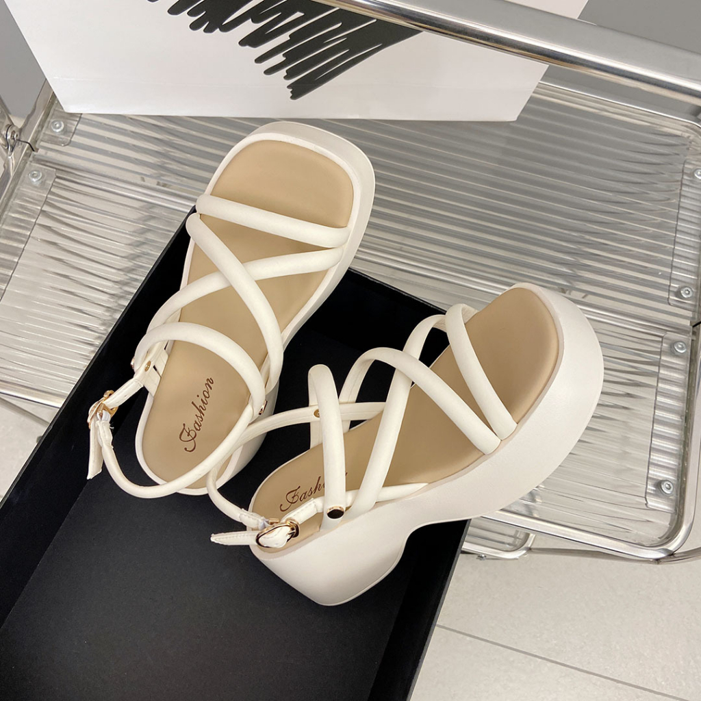 Dép Sandanl Nữ Quai Mảnh Đan Chéo, Sandanl Nữ Đế Cao 5cm Hàng Cao Cấp