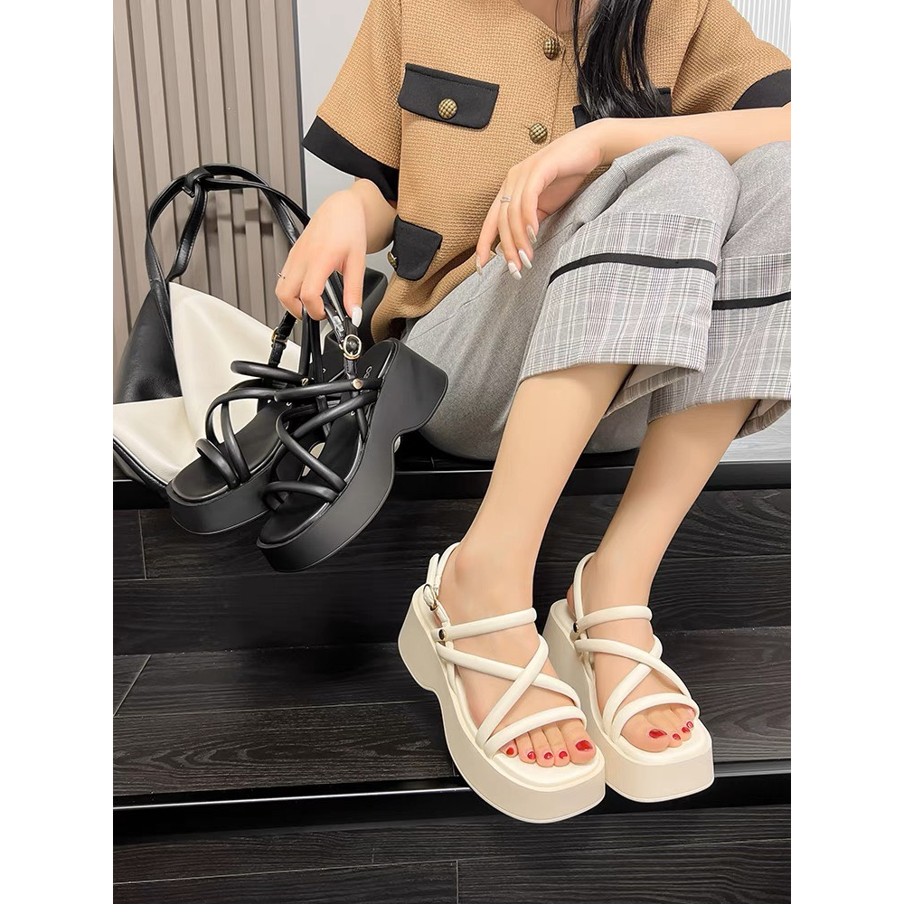 Dép Sandanl Nữ Quai Mảnh Đan Chéo, Sandanl Nữ Đế Cao 5cm Hàng Cao Cấp