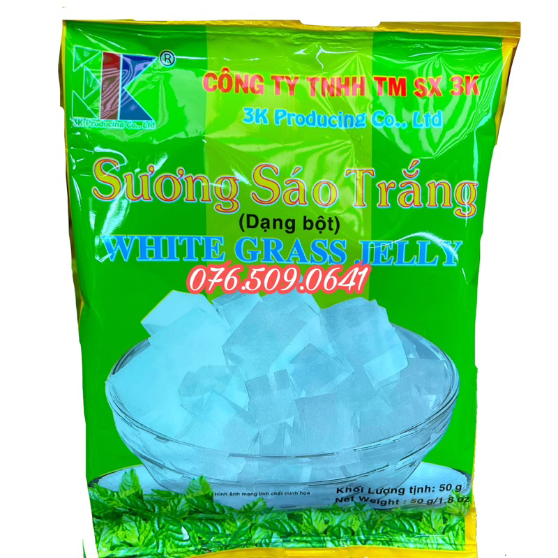 Sương sáo trắng dầu chuối 3K gói 50gr