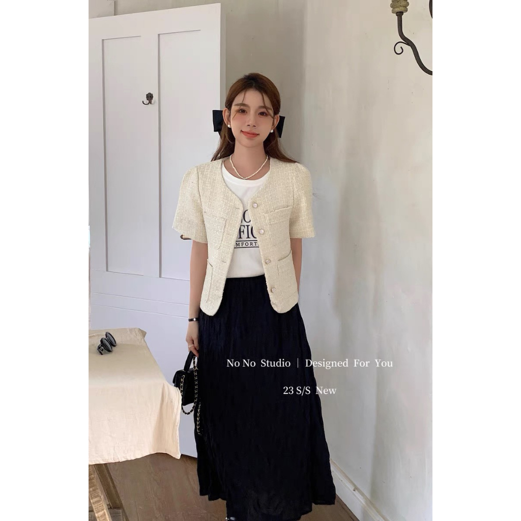 Áo dạ tweed ngắn tay cúc ngọc- Retrostyle - Aodatweed2971_P5K10