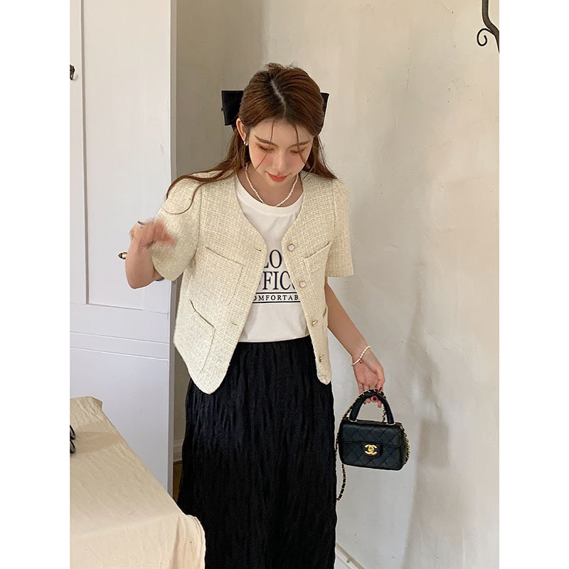 Áo dạ tweed ngắn tay cúc ngọc- Retrostyle - Aodatweed2971_P5K10
