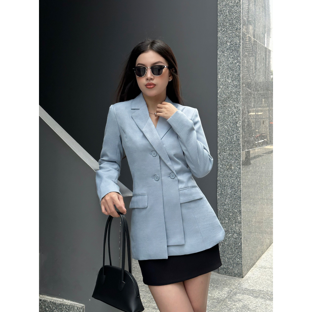 Sinsay Đức - Áo khoác blazer màu xanh dương sale auth cao cấp chính hãng sẵn 5958J-50X vest hai lớp có lót độn vai