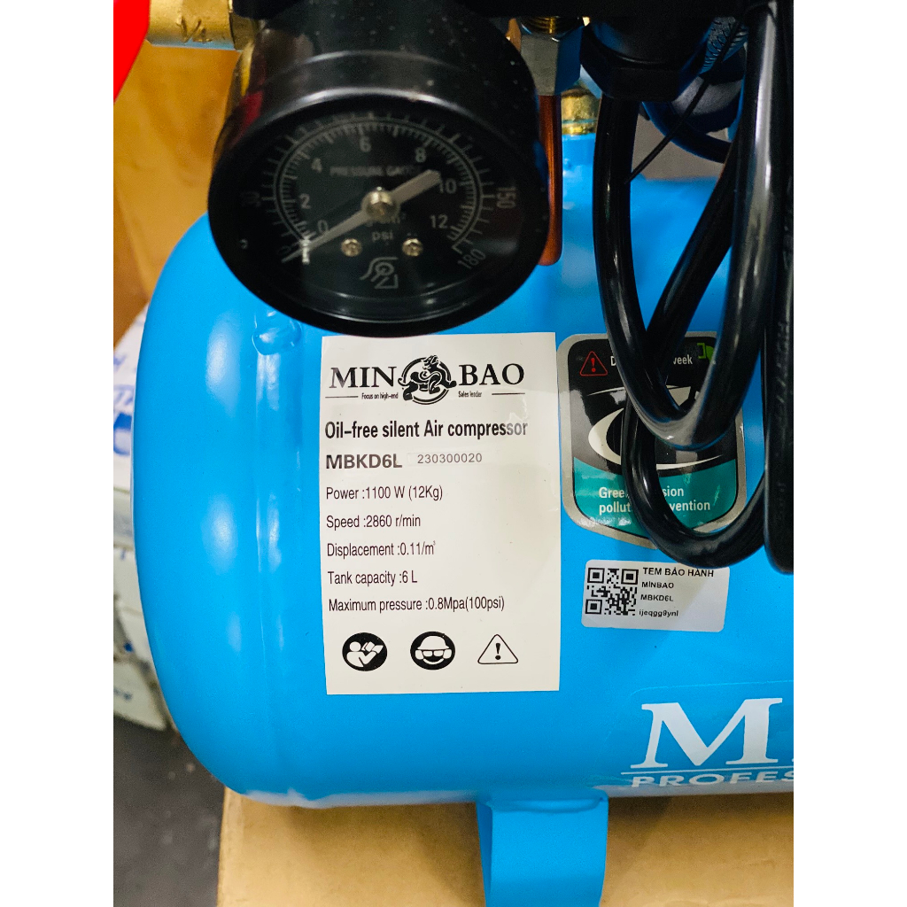 Máy nén khí 6L Minbao không dầu