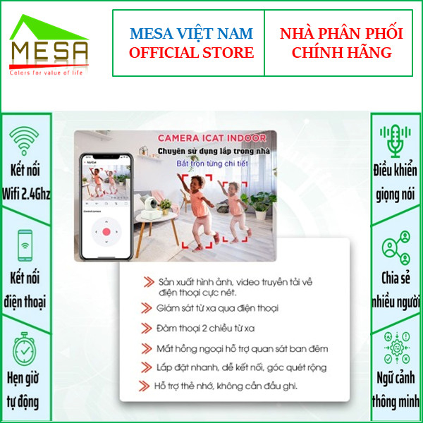 Camera thông minh Wifi Icat 1080P Xoay 360 Độ, Theo Dõi Chuyển Động, Đàm Thoại 2 Chiều - Hàng Chính Hãng, Bảo Hành 2 Năm