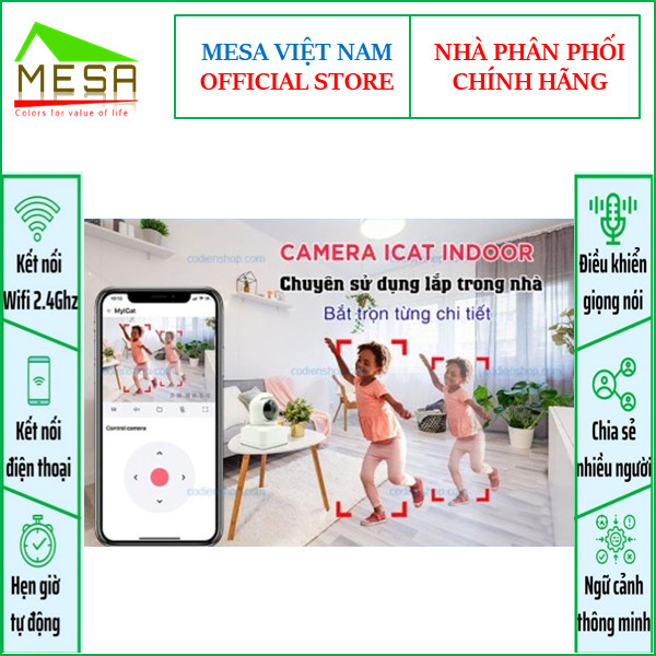 Camera thông minh Wifi Icat 1080P Xoay 360 Độ, Theo Dõi Chuyển Động, Đàm Thoại 2 Chiều - Hàng Chính Hãng, Bảo Hành 2 Năm