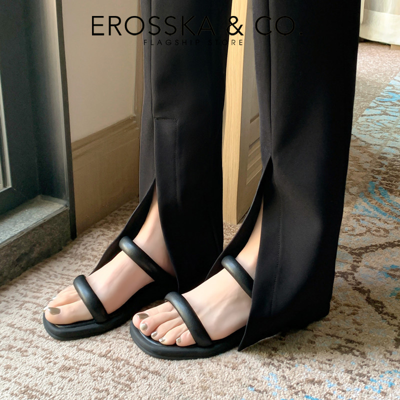 Erosska - Dép nữ thời trang hai quai ngang siêu êm màu nâu - EM106