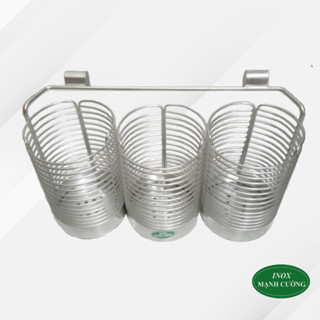 ỐNG ĐŨA TRÒN INOX 3 NGĂN CÓ MÓC TREO, ỐNG ĐŨA CÓ LỖ THOÁT NƯỚC