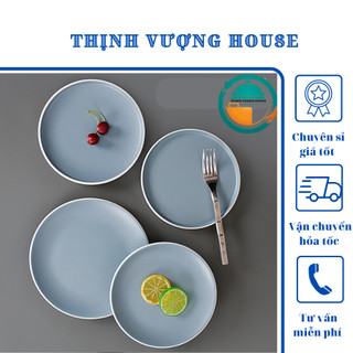 Đĩa tròn nhựa màu xanh decor 100% Melamine Cao Cấp