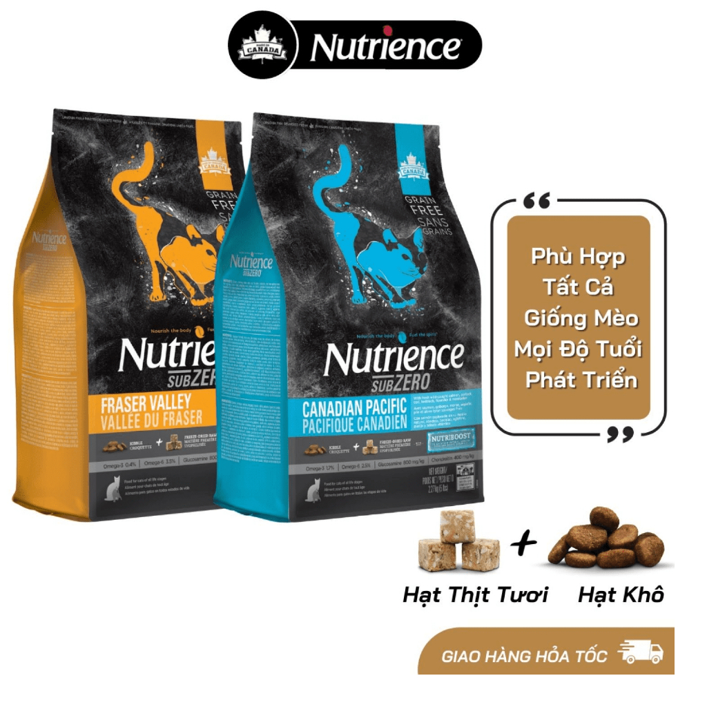Nutrience Subzero - Thức Ăn Hạt Topping Thịt Sấy Cao Cấp Cho Mèo Bao 5Kg - Made in Canada