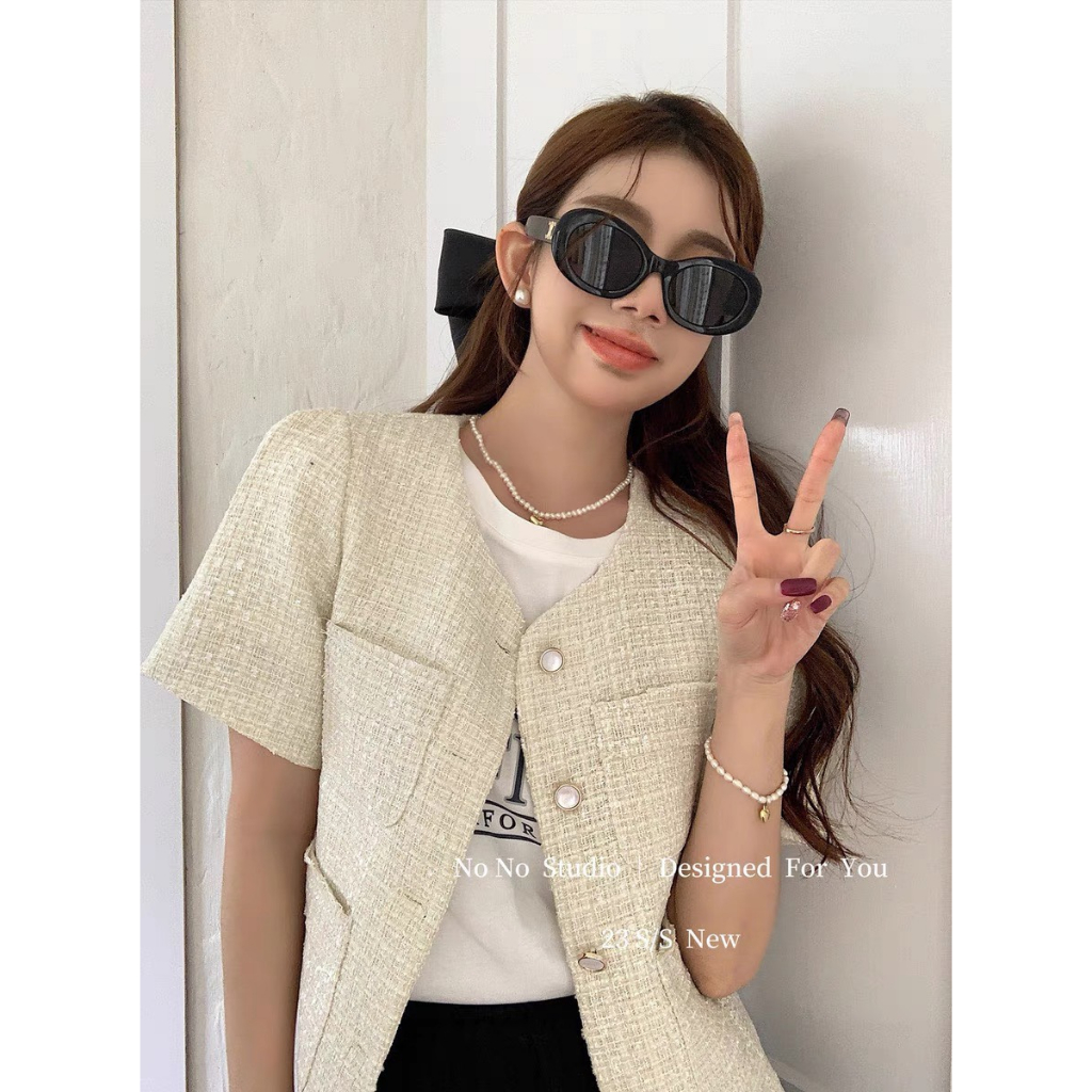 Áo dạ tweed ngắn tay cúc ngọc- 247store.vn - Aodatweed2971_P5K10