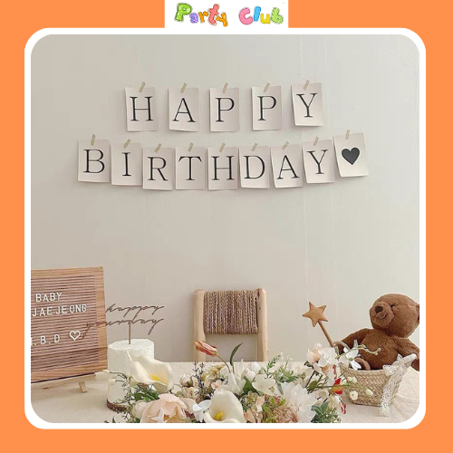 Dây treo chữ happy birthday trang trí sinh nhật phong cách đơn giản vintage