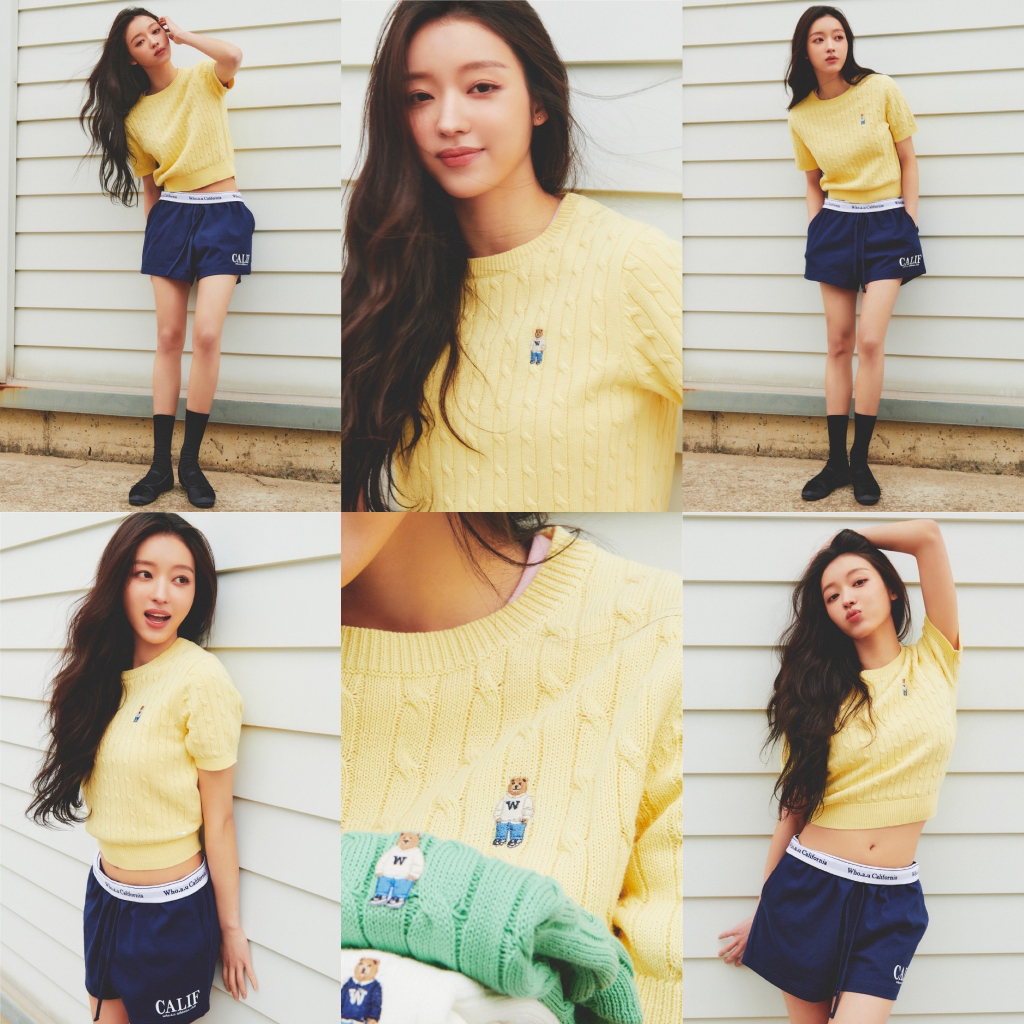 Áo len WHO.A.U Steve Cable Crop Short Sleeve Sweater